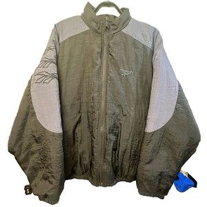 Vintage 90s Reebok Puffer Jacket Black/Gray Size XL